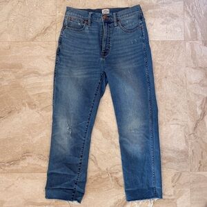 J. Crew Jeans Womens 28 Blue Straight Leg Raw Hem Stretch Denim